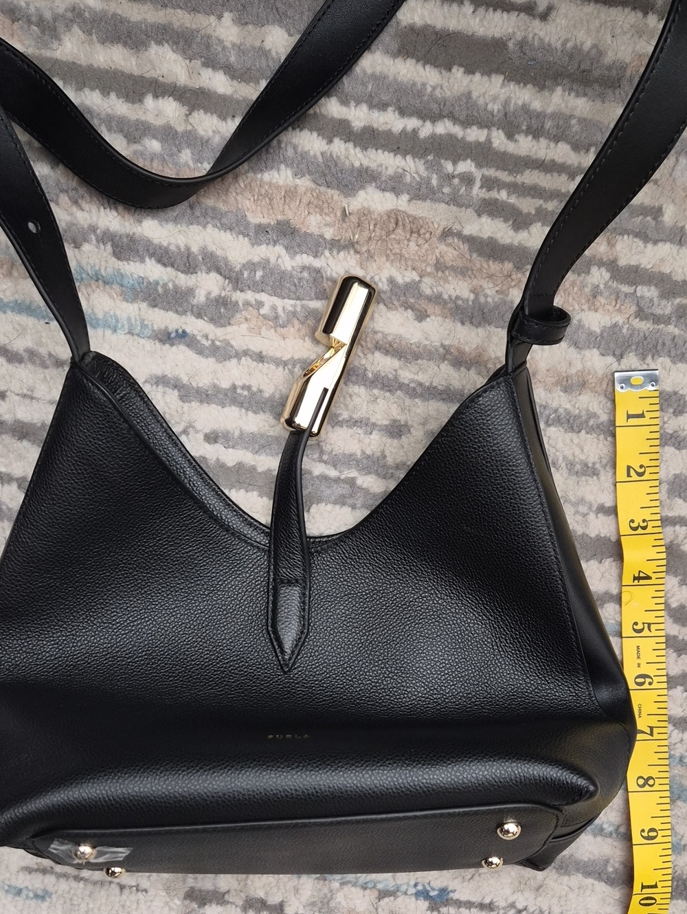 Furla Black Leather Shoulder Bag with Gold Accent - Picture 11 of 11